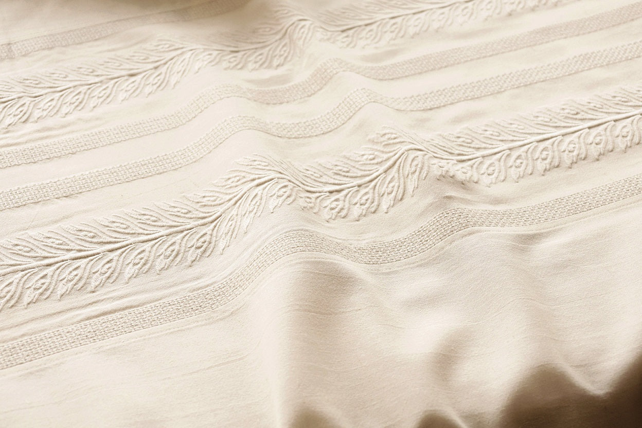 Ecrue Linen-Blend Embroidered Bed Sheet Set