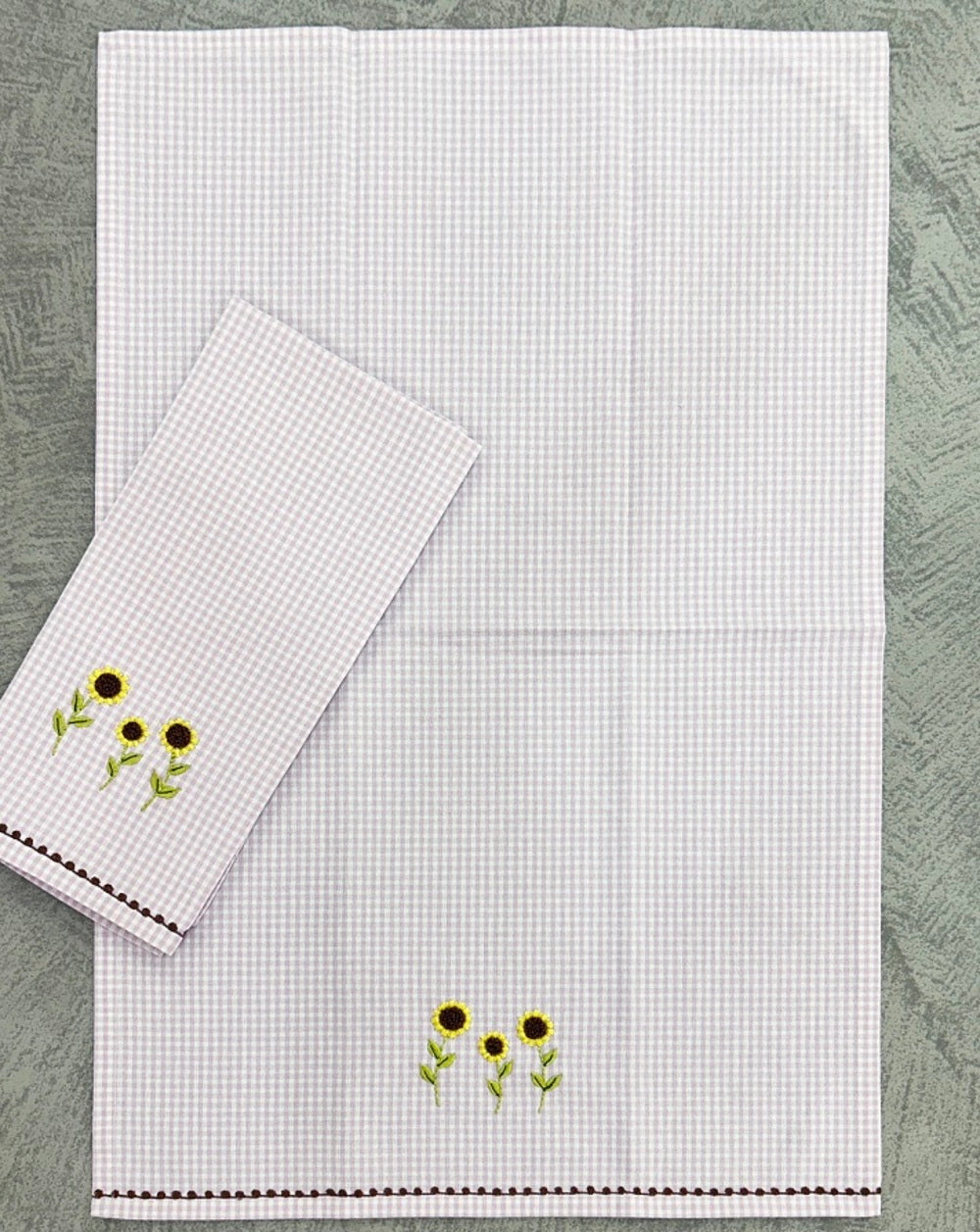 Embroidered Sunflower Kitchen Towel Set Pack of 2pieces