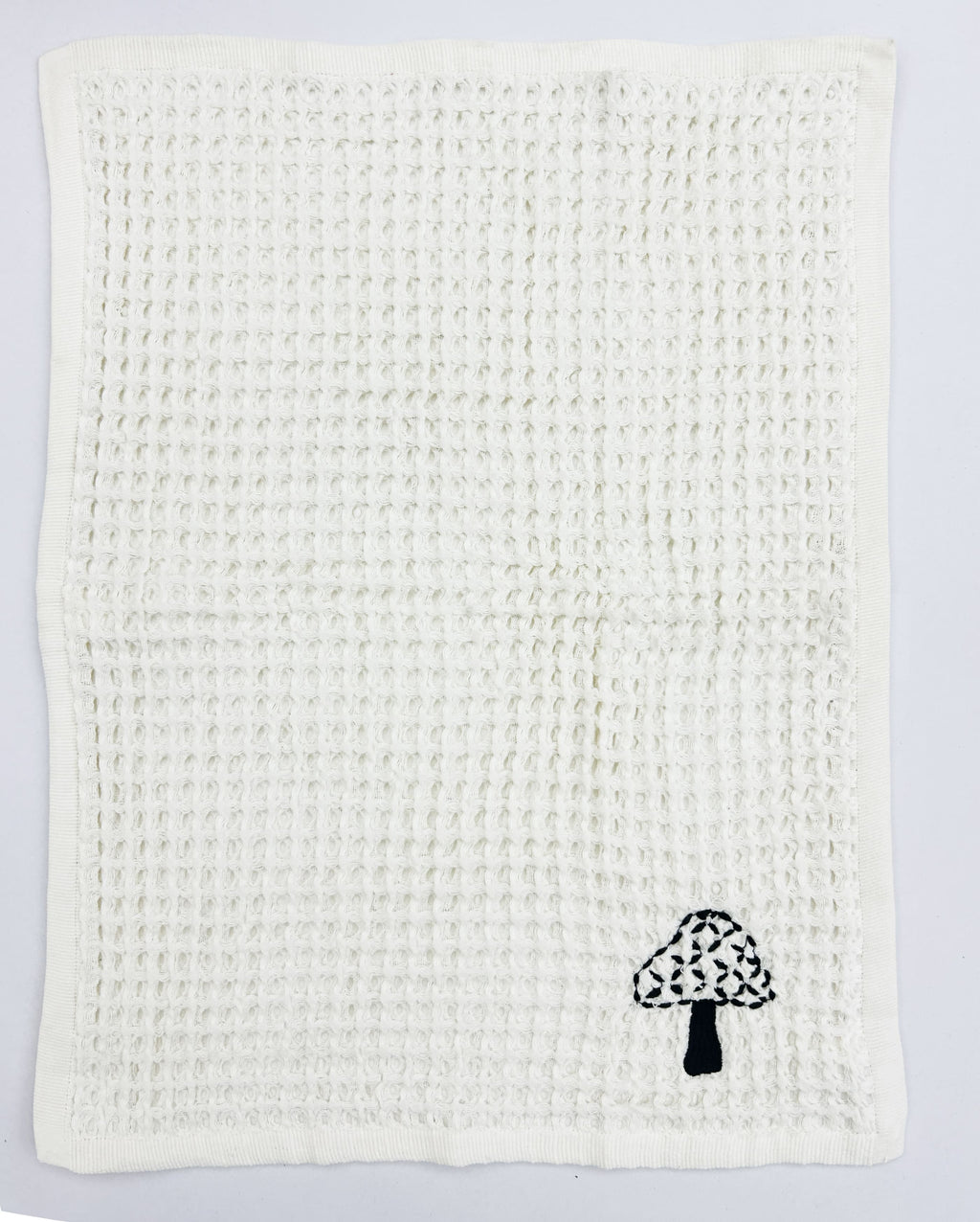 EcruE Luxury Waffle Embroidered Dish Towel Set of 02 Pieces