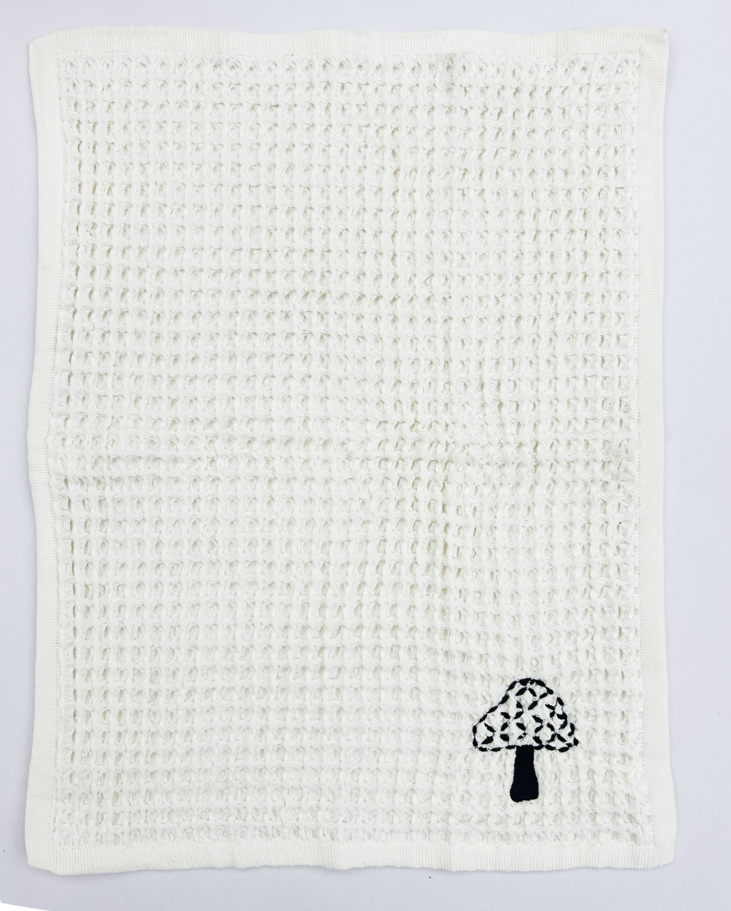 EcruE Luxury Waffle Embroidered Dish Towel Set of 02 Pieces