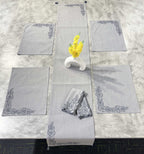EcruE Luxury Embroidered Cotton Linen Table Linen Set