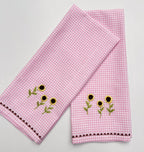 Embroidered Sunflower Kitchen Towel Set Pack of 2pieces