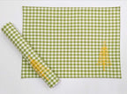 Festive Green Gingham Embroidered Placemat Set Of 2Pcs