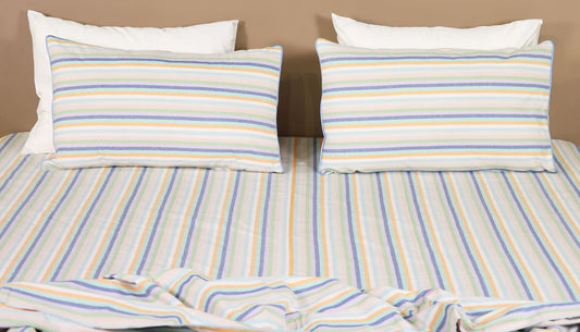 Premium Yarn-Dyed Striped Bed Sheet Set Size 108x110