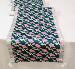 Printed Velvet Table Runner with Tassels