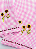 Embroidered Sunflower Kitchen Towel Set Pack of 2pieces