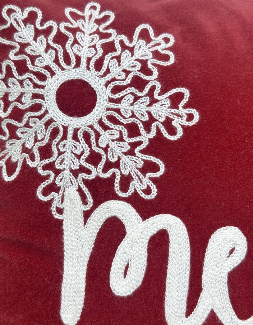 "Merry & Bright" Holiday Embroidered Throw Pillow 18x18''