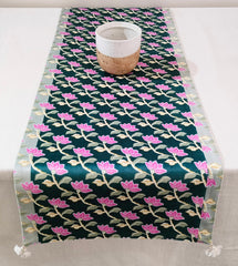 Printed Velvet Table Runner with Tassels