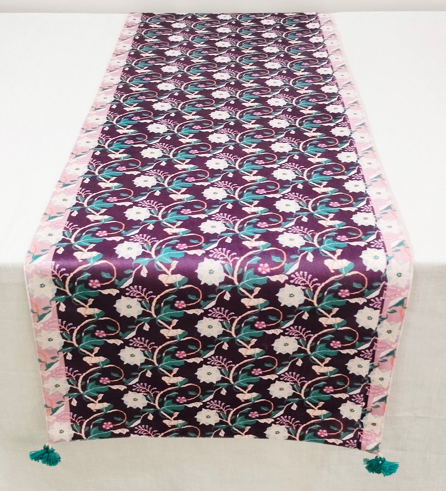Amethyst Vine Velvet Tassel Runner
