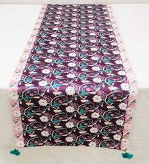 Printed Velvet Table Runner with Tassels