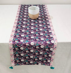Printed Velvet Table Runner with Tassels