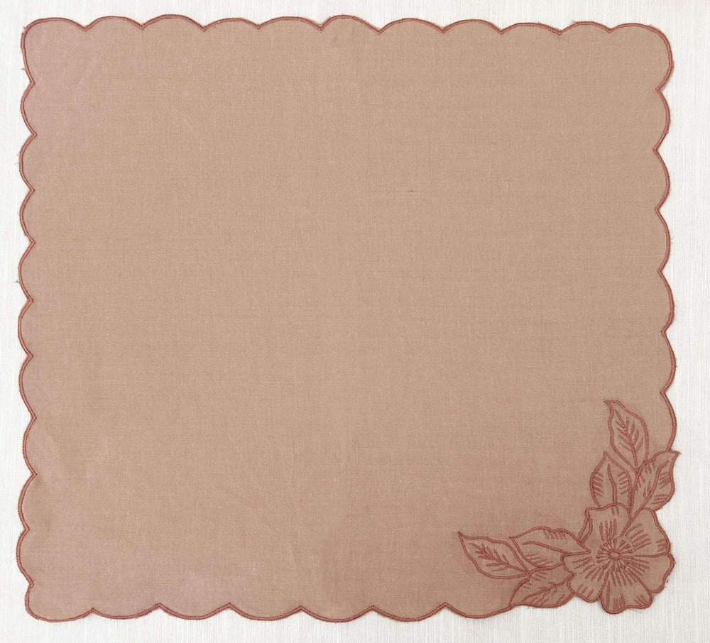 EcruE Luxury Embroidered Cotton Linen Table Linen Set