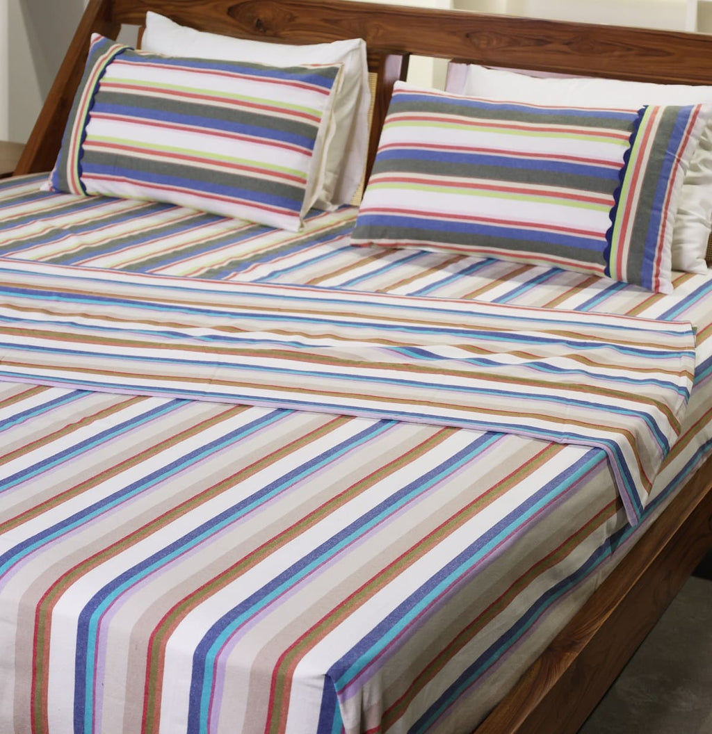 Palette Yarn-Dyed Striped Cotton Flat Bed Sheet Set