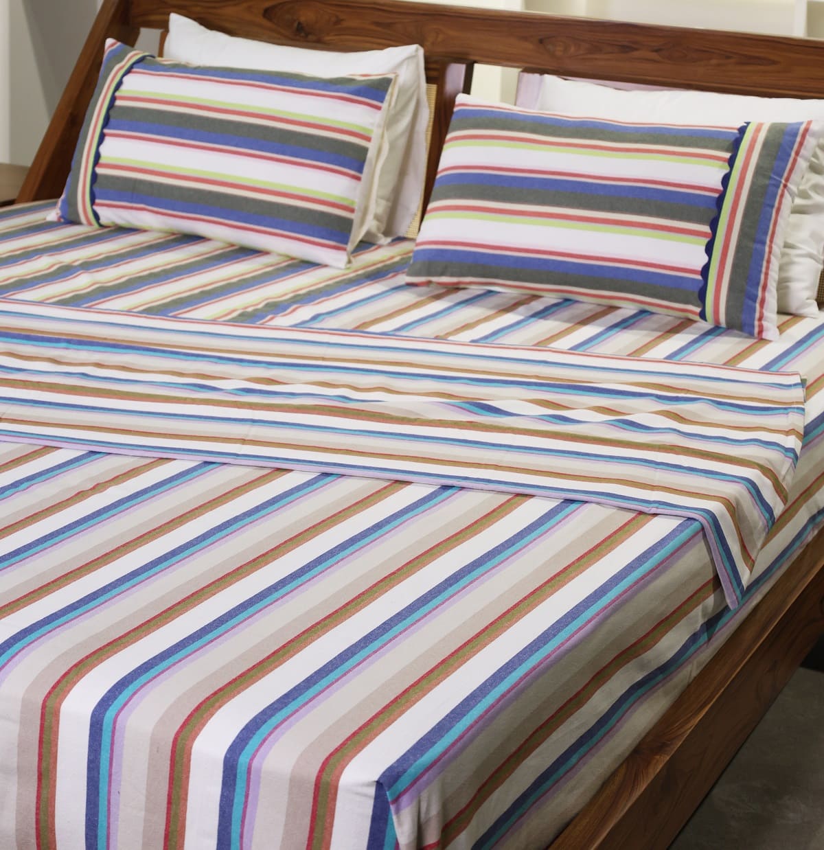 Palette Yarn-Dyed Striped Cotton Flat Bed Sheet Set