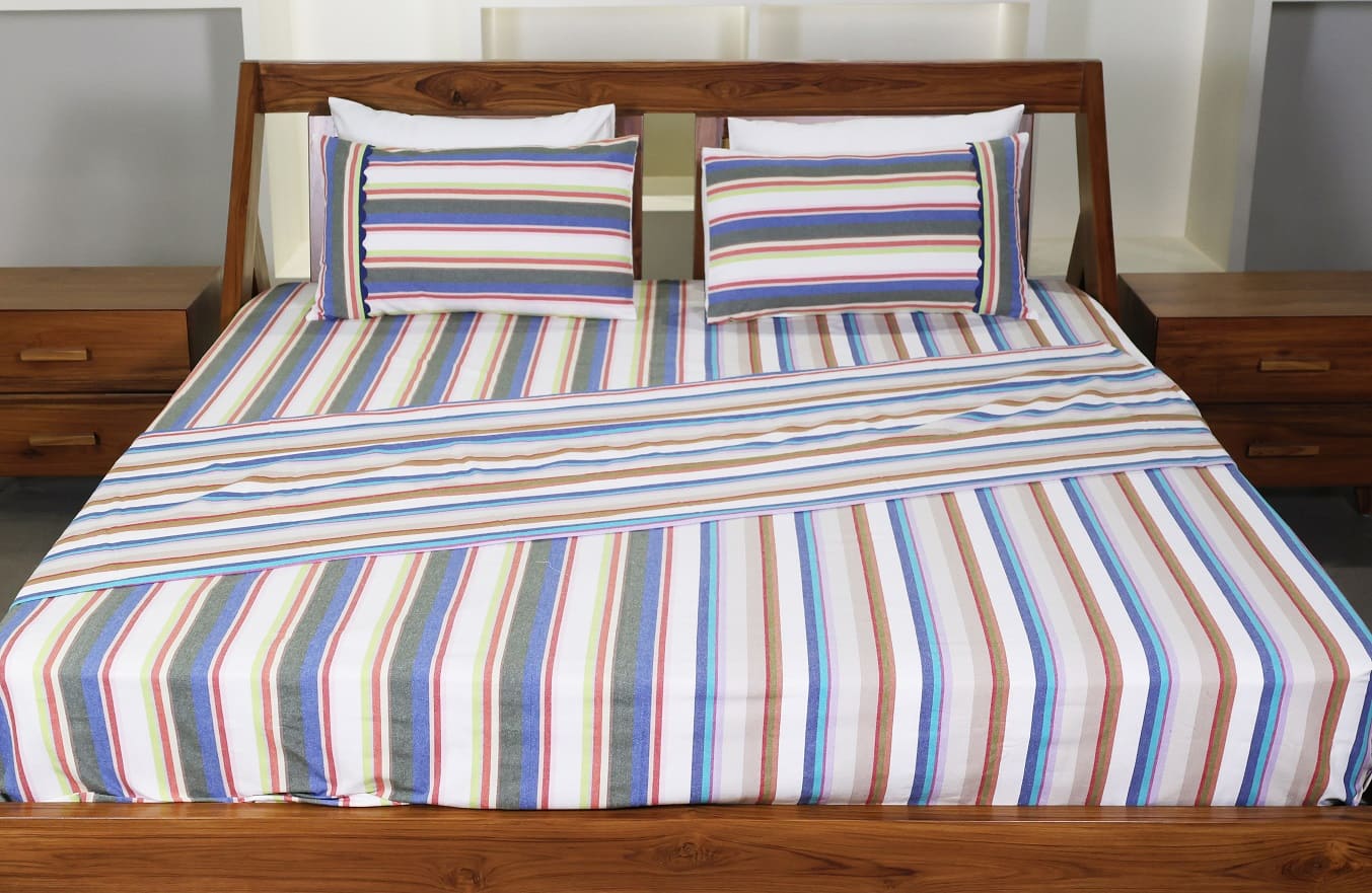 Palette Yarn-Dyed Striped Cotton Flat Bed Sheet Set