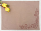 EcruE Luxury Embroidered Cotton Linen Table Linen Set