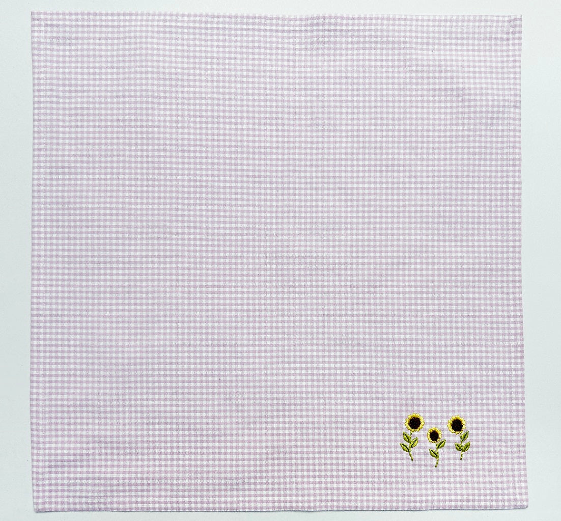 Charming  Embroidered Sunflower Napkin Set Pack Of 4 Pieces