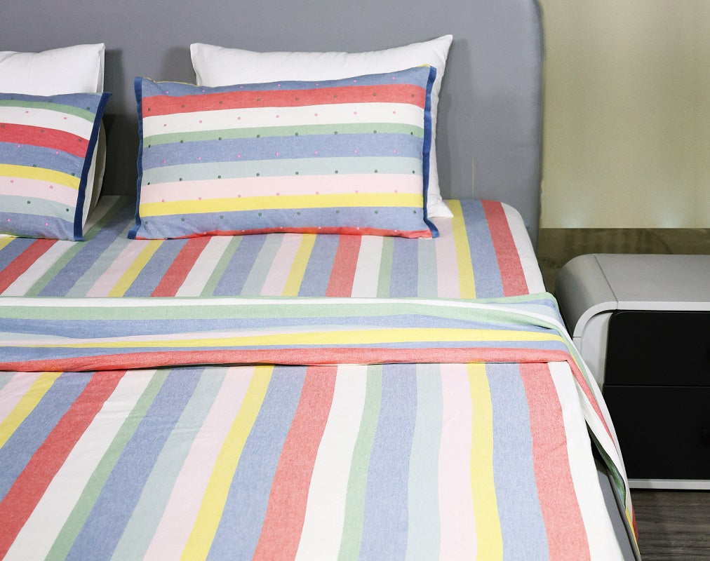 Studio Stripe Yarn-Dyed Cotton Flat Bed Sheet Set
