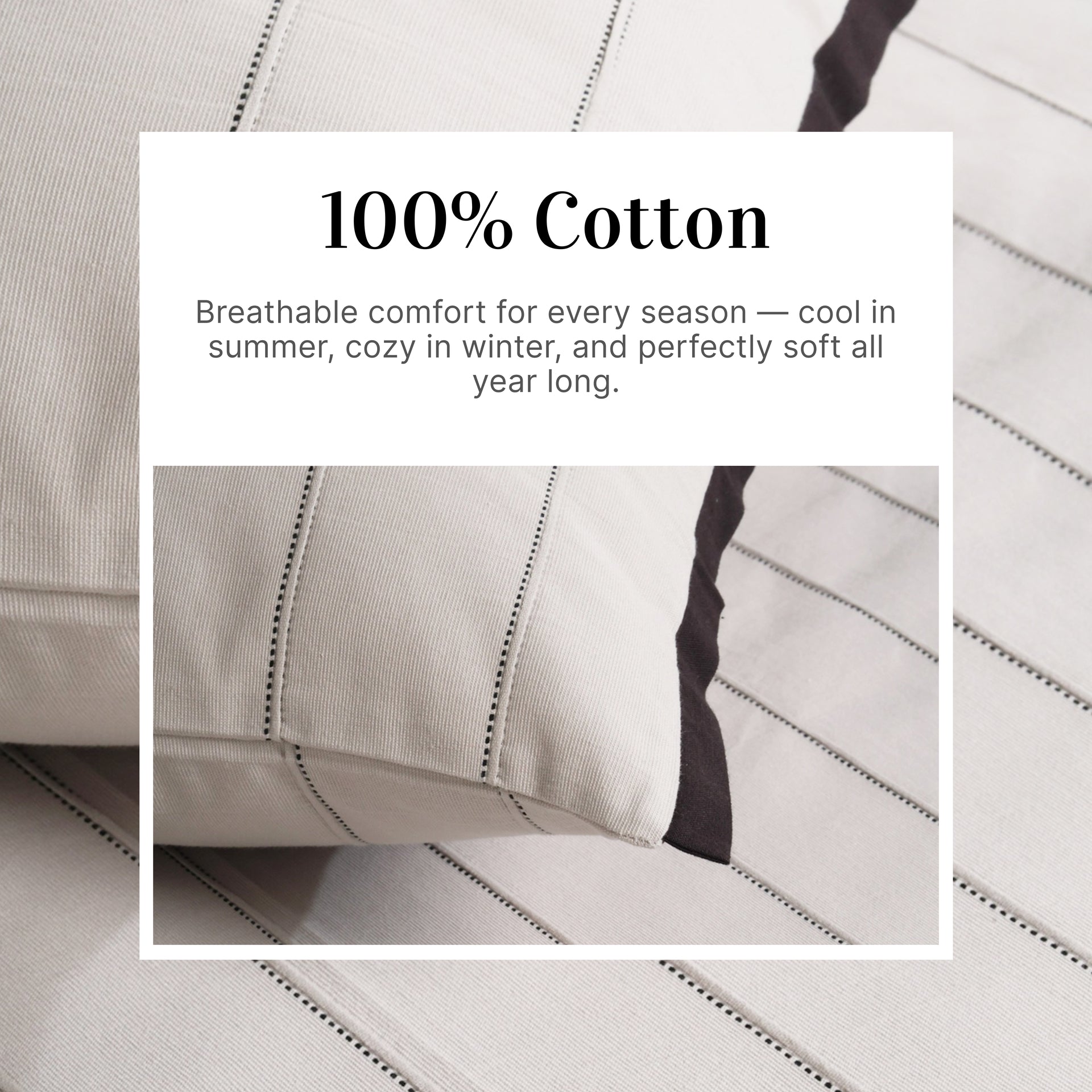 EcruE Luxury Woven Pleated Stripe Cotton  Bed Cover
