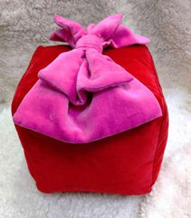 Classic Red Velvet Christmas Gift Box Pillow
