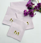 Charming  Embroidered Sunflower Napkin Set Pack Of 4 Pieces