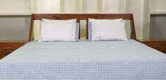 Charming Gingham & Embroidered Lace Bed Sheet Set Size 106x108