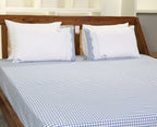 Charming Gingham Check Embroidered Lace Bed Sheet Set