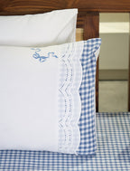 Charming Gingham Check Embroidered Lace Bed Sheet Set