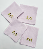 Charming  Embroidered Sunflower Napkin Set Pack Of 4 Pieces