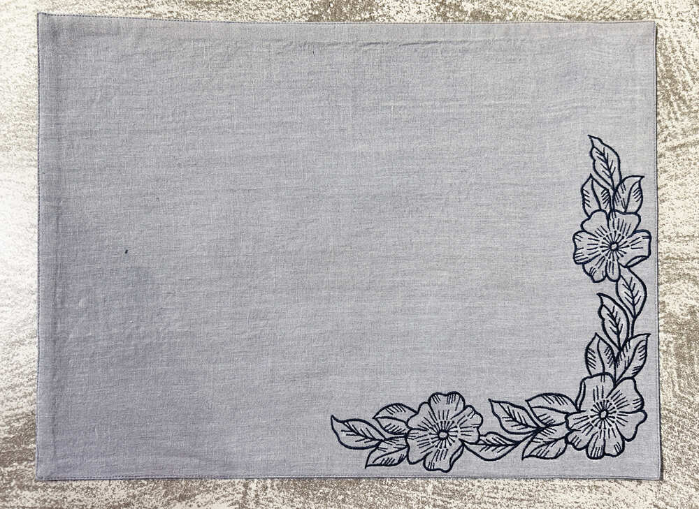 EcruE Luxury Embroidered Cotton Linen Table Linen Set