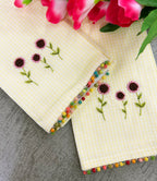 Embroidered Sunflower Kitchen Towel Set Pack of 2 Pieces