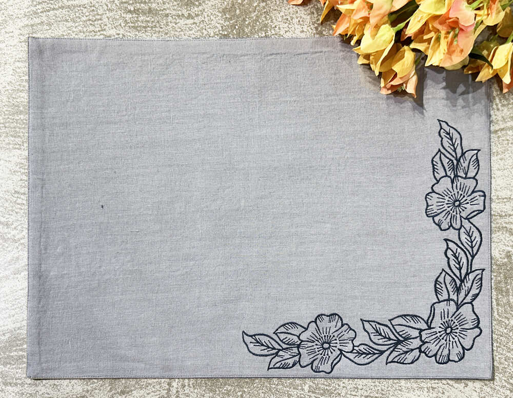EcruE Luxury Embroidered Cotton Linen Table Linen Set