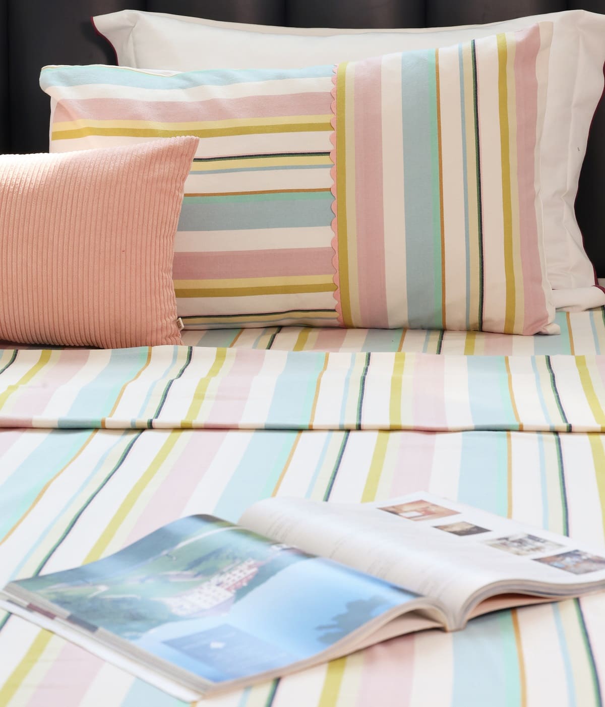 EcruE Luxury Strata Multi-Stripe 80TC Woven Cotton Flat Bed Sheet Set | Elegant Home Décor Accent