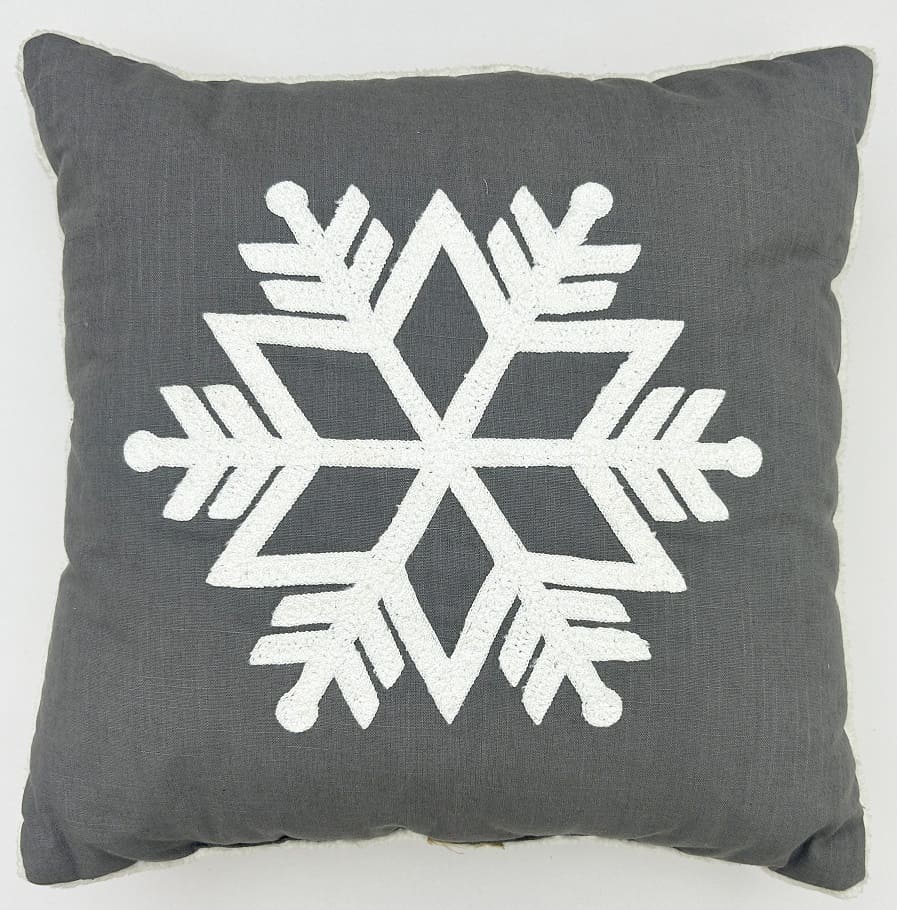 Embroidered Snowflake Decorative Throw Pillow