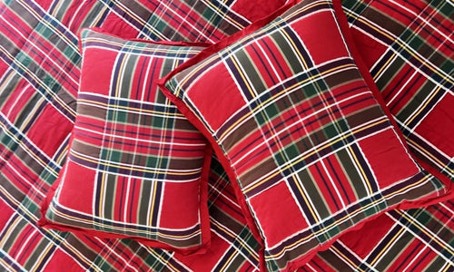 Crimson Manor Woven Plaid Quilt Set