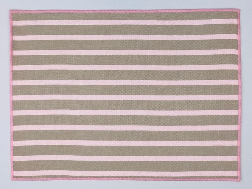 Dusty Rose Cabana Stripe Linen-Look Printed Placemat Set Pack of 2Pcs