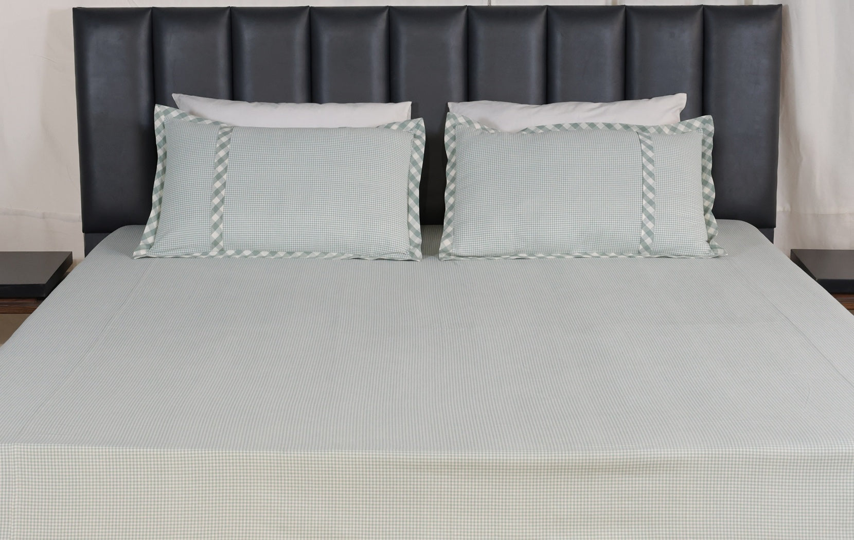Mint Frost Woven Micro-Check Bed Sheet Set