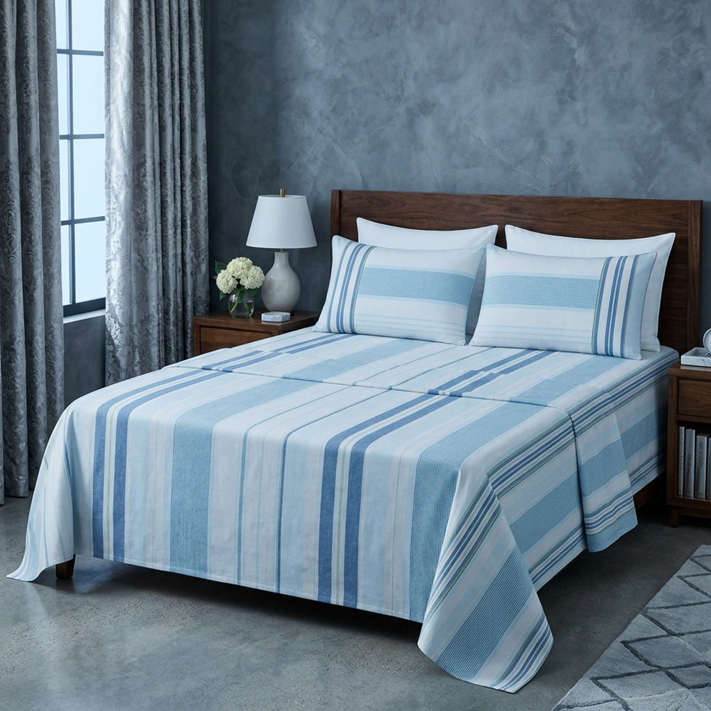 Premium Maritime Accent Striped Bed Sheet Set