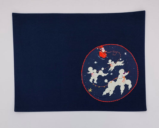Novelty Christmas Poodle Sleigh Placemat
