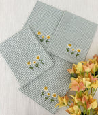 Charming  Embroidered Sunflower Napkin Set Pack Of 4 Pieces