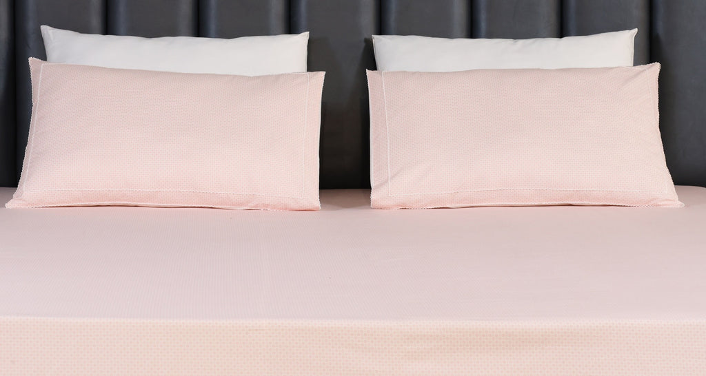 Luxury Blush Petal 200TC Cotton Printed Bed Sheet Set