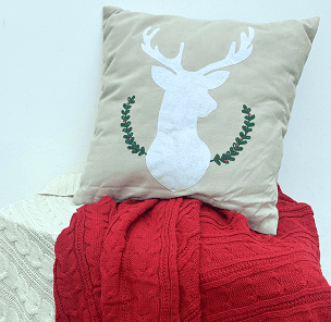 Reindeer Silhouette Decorative Throw Pillow