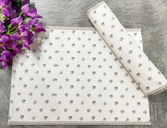 Printed Cotton Twill Placemat with Woven Check Piping Set of 2 pieces