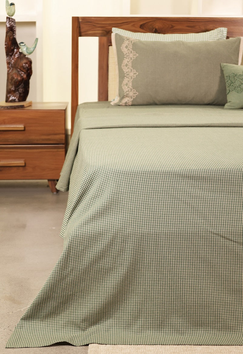Mini-Gingham & Velvet Trim Bed Sheet Set