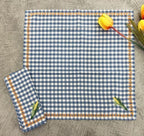 Luxury Woven Cotton Check Embroidered Napkin Set Pack Of 4Pieces