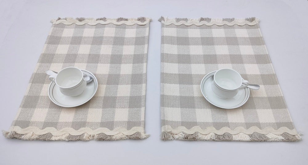Woven Rib Check Placemat Set Pack Of 2Pieces