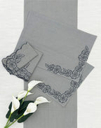 EcruE Luxury Embroidered Cotton Linen Table Linen Set