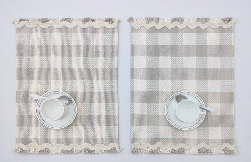 Woven Rib Check Placemat Set Pack Of 2Pieces