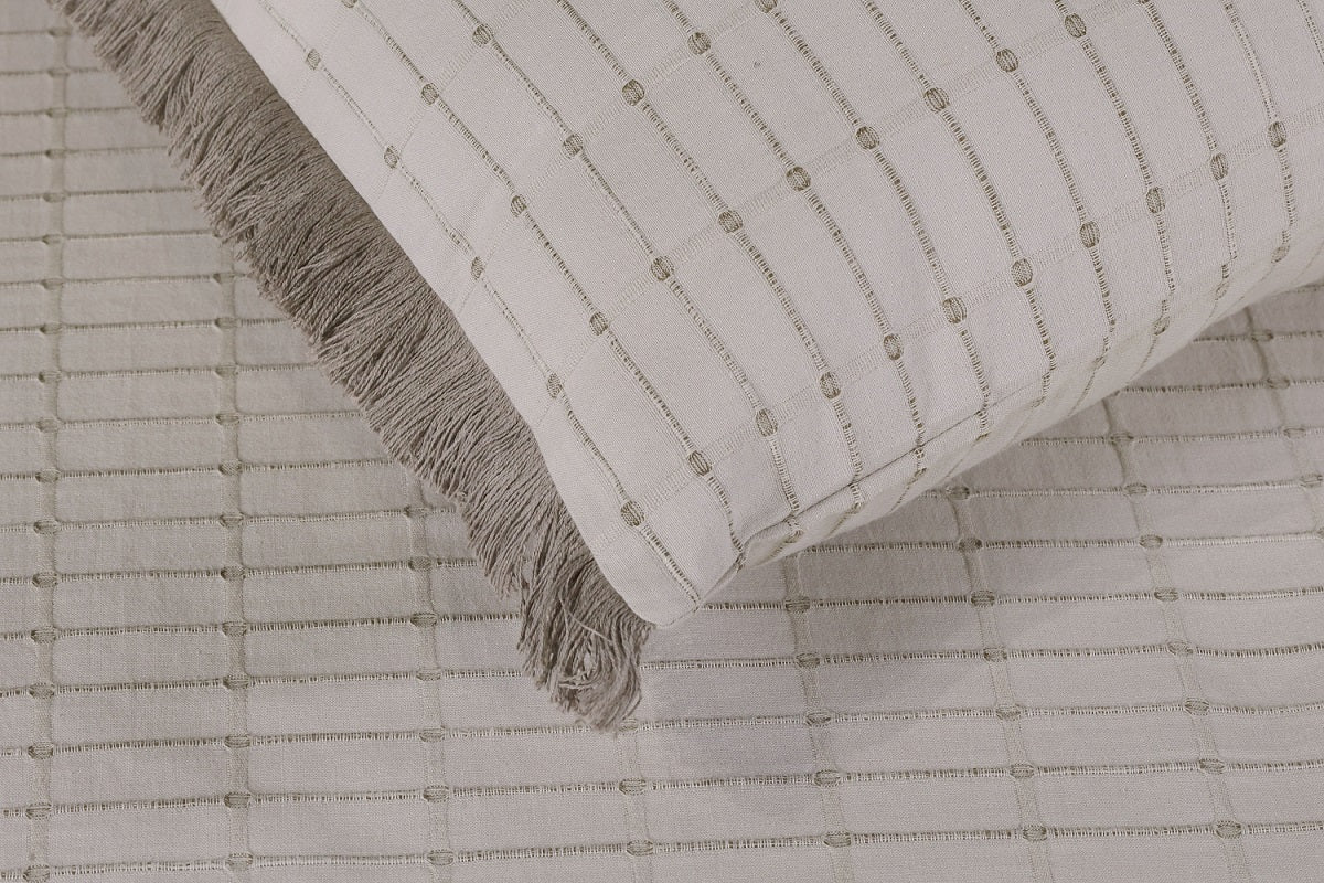 EcruE Luxury Cotton Ribbed Bed Cover