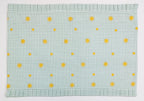 Fleur Golden Bloom Ruffled Embroidered Gingham Placemat Set  of  2Pcs